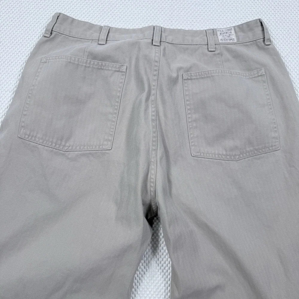 Polo Ralph Lauren Sport Workwear Mens 34x32 Herringbone Pants Khaki Vintage